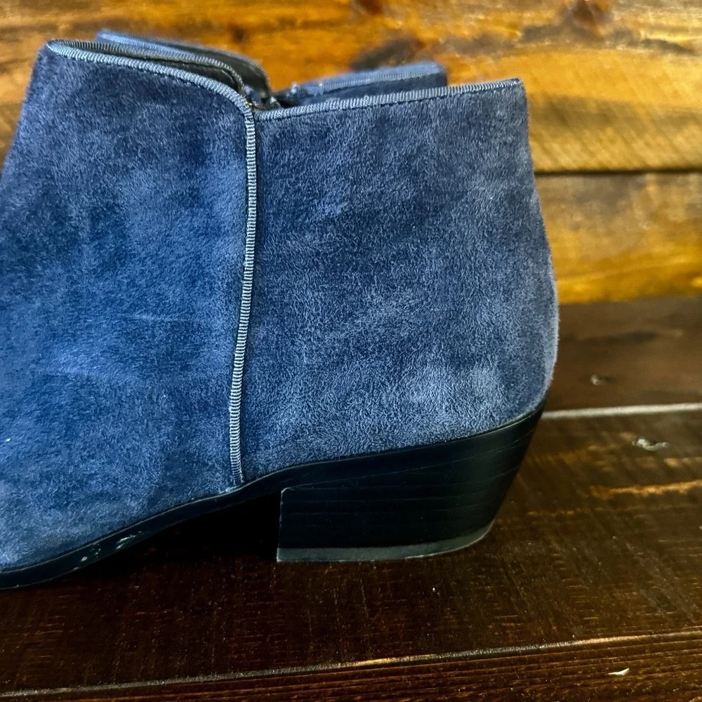 Sam Edelman Paige Rich Navy Suede Ankle Boots Women's 9.5 Med Side Zip Boho